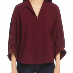 Karen Kane Womens Crepe Split Neck Pullover Top