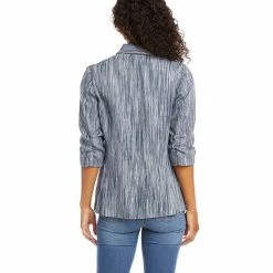 Karen Kane women Ruched Sleeve Jacket in Blue -Cheap Karen Kane Store 095167ccb59347f483fd7600220982e9 1080x