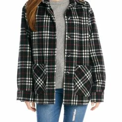 Karen Kane Womens Plaid Lightweight Shirt Jacket