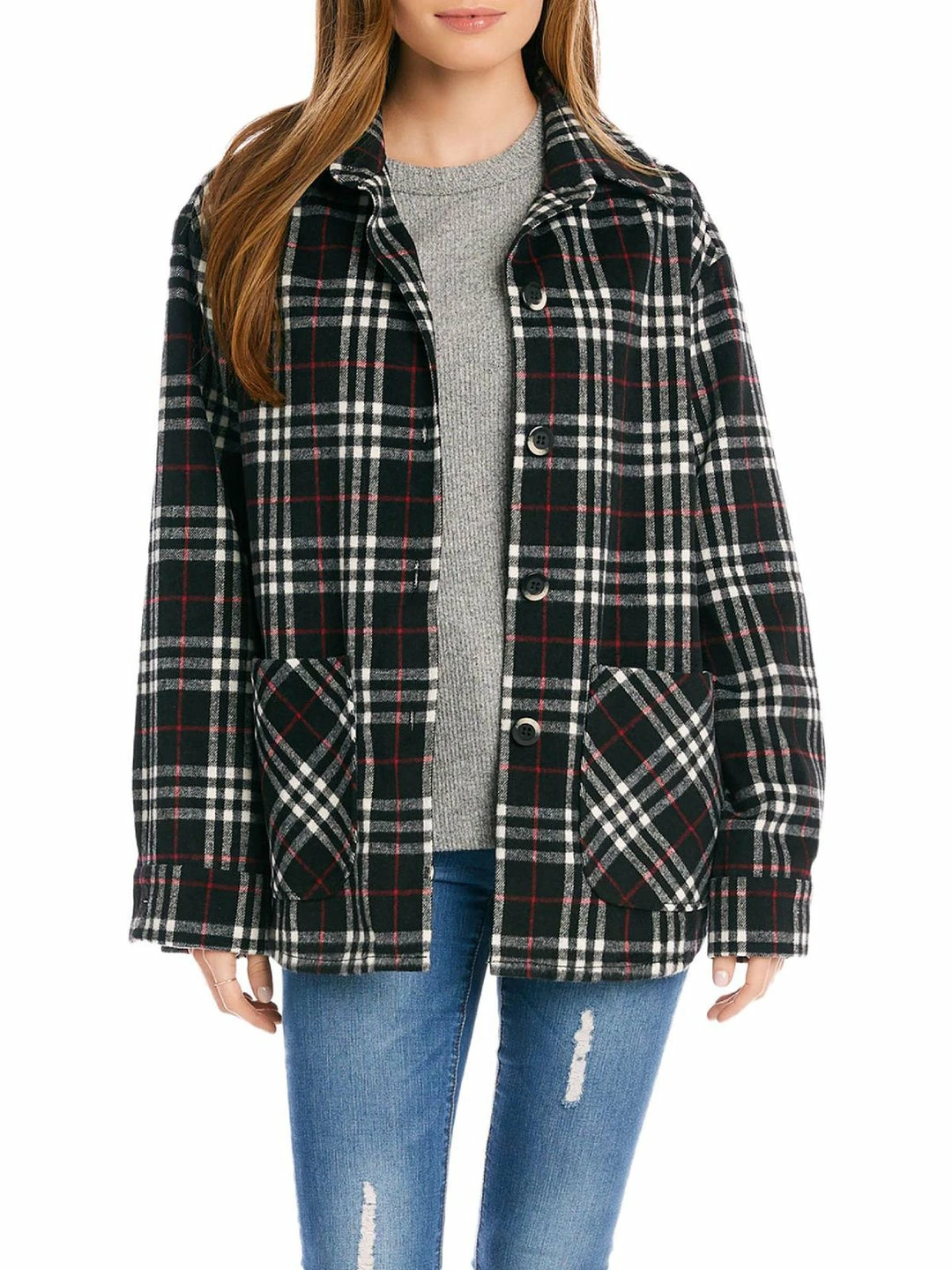 Karen Kane Womens Plaid Lightweight Shirt Jacket 3 Karen Kane Womens Plaid Lightweight Shirt Jacket