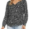 Karen Kane Star Womens Printed V Neck Peasant Top