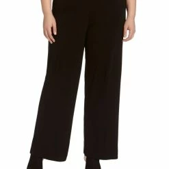 Karen Kane Plus Womens Matte High Waist Wide Leg Pants