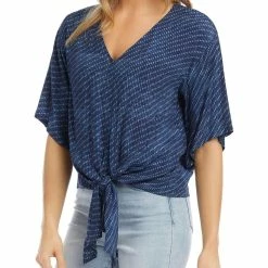 Karen Kane Womens Printed Tie Front Dress Top