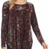 Karen Kane Womens Velvet Printed Pullover Top