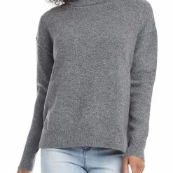 Karen Kane Sustainable Womens Knit Ribbed Trim Turtleneck Sweater