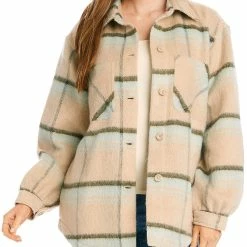 Karen Kane Womens Plaid Lightweight Shirt Jacket