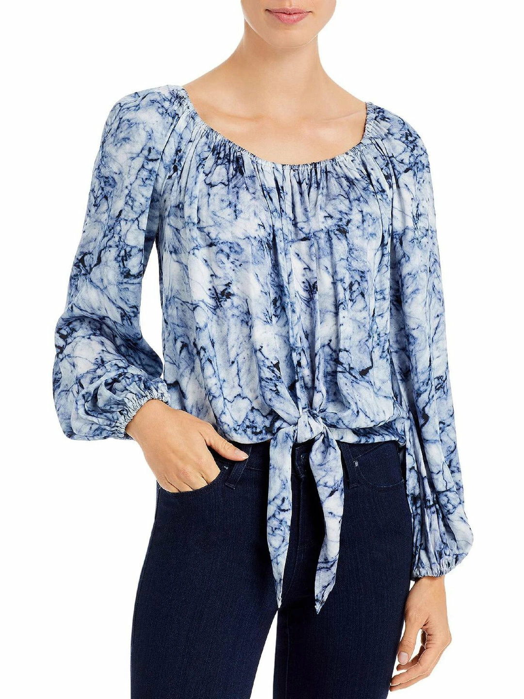 Karen Kane Womens Tie-Dye Tie Front Peasant Top 3 Karen Kane Womens Tie-Dye Tie Front Peasant Top