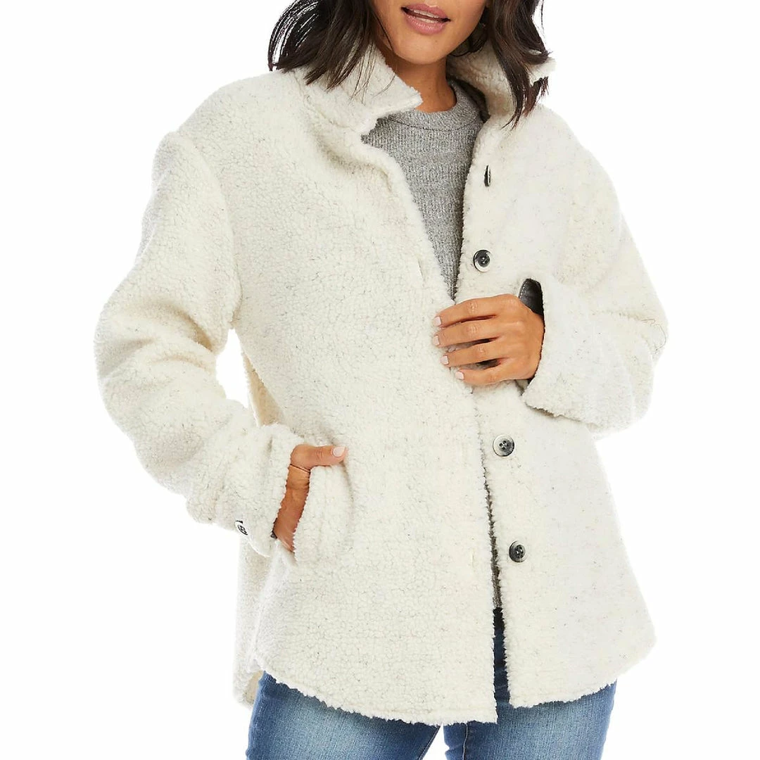 Karen Kane Womens Faux Sherpa Lightweight Shirt Jacket 4 Karen Kane Womens Faux Sherpa Lightweight Shirt Jacket - Image 2