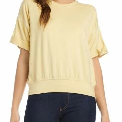 Karen Kane Womens Crew Neck Cuffed French Cuff Top