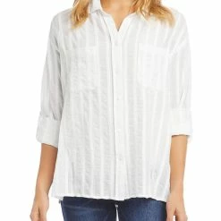 Karen Kane Womens Sheer Knit Button-Down Top