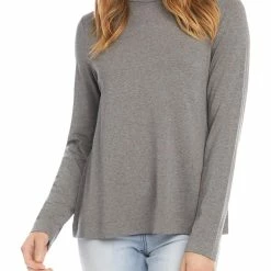 Karen Kane Womens Heathered Casual Turtleneck Top