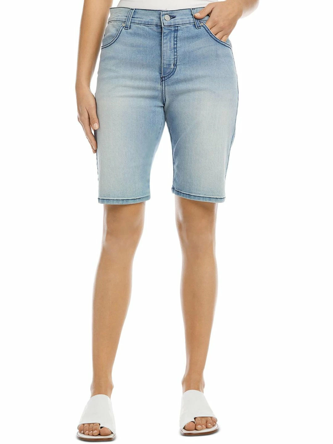 Karen Kane Womens Light Wash Stretch Bermuda Shorts 3 Karen Kane Womens Light Wash Stretch Bermuda Shorts