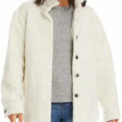 Karen Kane Womens Faux Sherpa Lightweight Shirt Jacket