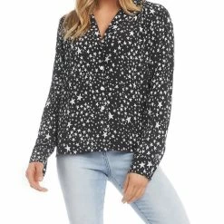 women Karen Kane Long Sleeve Button Up Top