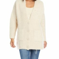 Karen Kane Grandpa Womens Wool Blend Button Front Cardigan Sweater