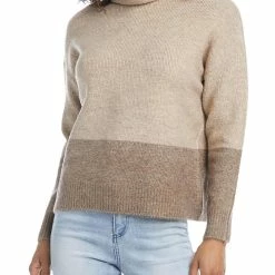 Karen Kane Womens Colorblock Pullover Turtleneck Sweater