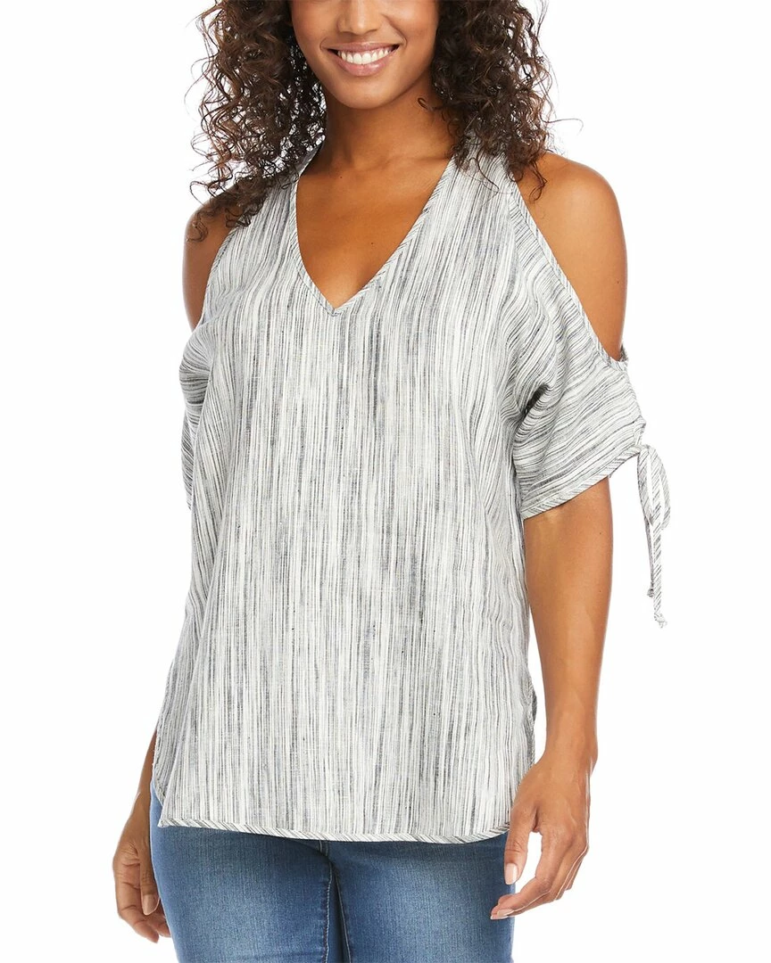 women Karen Kane Cold-Shoulder Tie Sleeve Linen Top 3 women Karen Kane Cold-Shoulder Tie Sleeve Linen Top
