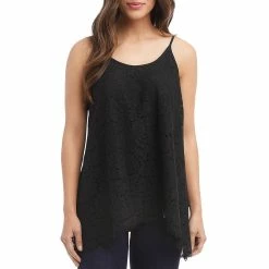 Karen Kane Womens Lace Overlay Sharkbite Hem Cami