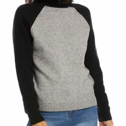 Karen Kane Womens Ribbed Knit Colorblock Turtleneck Sweater