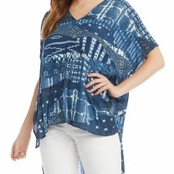 Karen Kane Bali Womens Printed Hi-Low Tunic Top