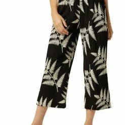 Karen Kane Womens Embroidered Wide Leg Cropped Pants