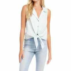 Karen Kane women Sleeveless Tie-Front Top in Mint