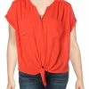 Karen Kane Womens Knot-Front V-Neck T-Shirt