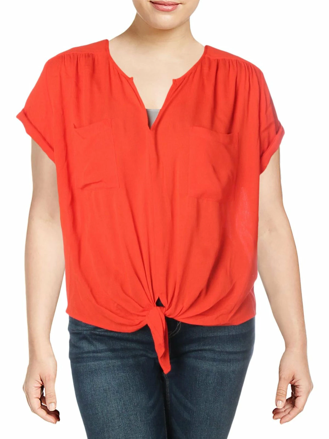 Karen Kane Womens Knot-Front V-Neck T-Shirt 3 Karen Kane Womens Knot-Front V-Neck T-Shirt