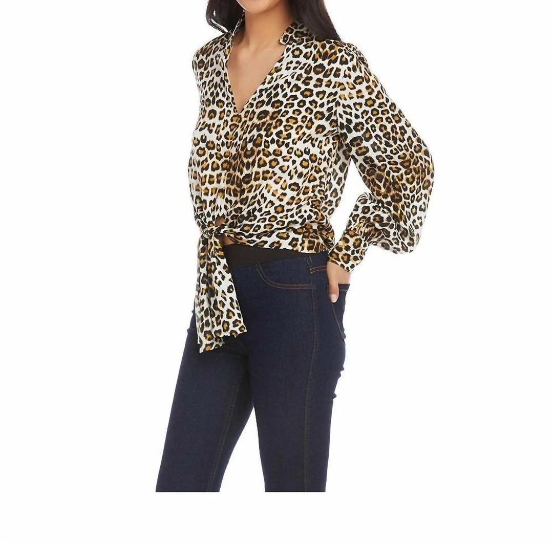 Karen Kane women Satin Blouse in Leopard 4 Karen Kane women Satin Blouse in Leopard - Image 2