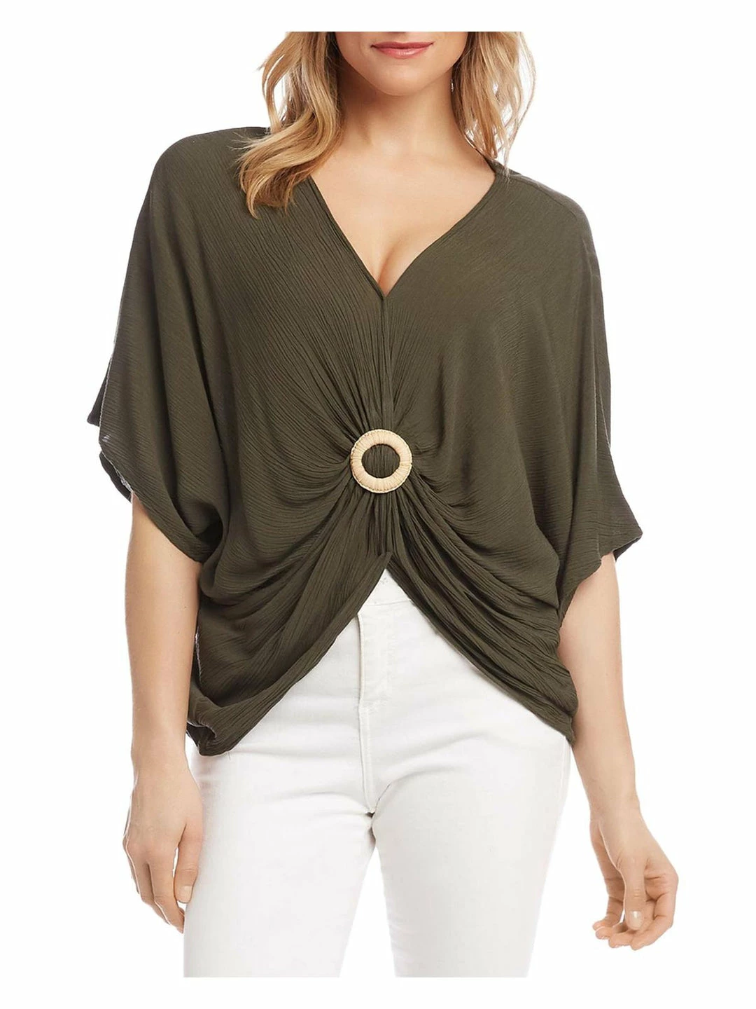 Karen Kane Rattan Womens Twist V-Neck Blouse 6 Karen Kane Rattan Womens Twist V-Neck Blouse - Image 4
