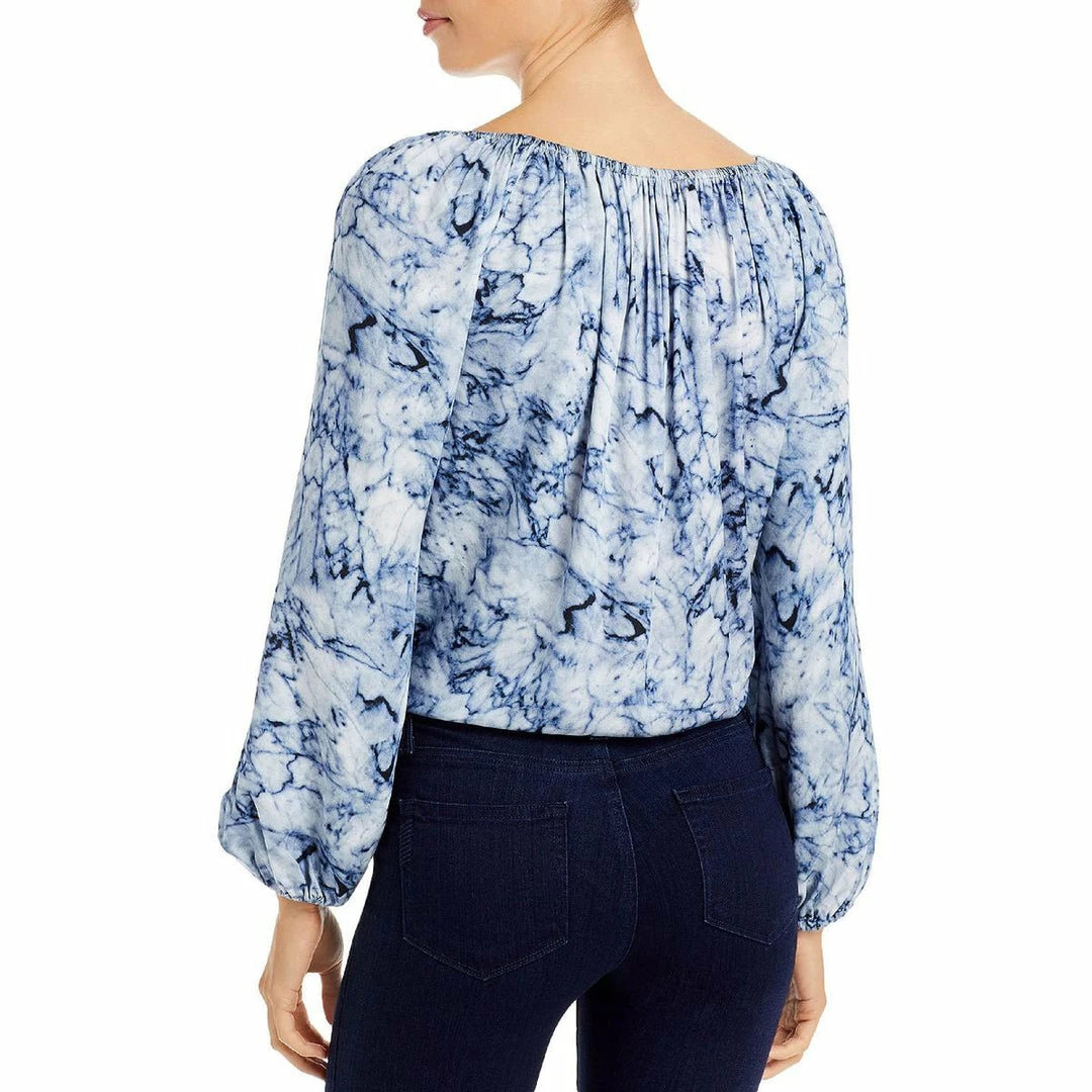 Karen Kane Womens Tie-Dye Tie Front Peasant Top 4 Karen Kane Womens Tie-Dye Tie Front Peasant Top - Image 2