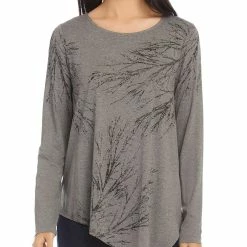 Karen Kane Tree Womens Printed Asymmetric Pullover Top