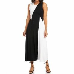 Karen Kane women Sleeveless Colorblock Dress in Black/White