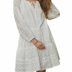 Karen Kane Womens Cotton Eyelet Midi Dress
