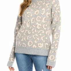 Karen Kane women Animal Jacquard Pullover Sweater in Leopard