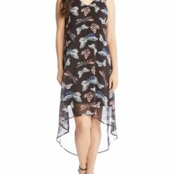 Karen Kane Womens Hi-Low Printed Midi Dress