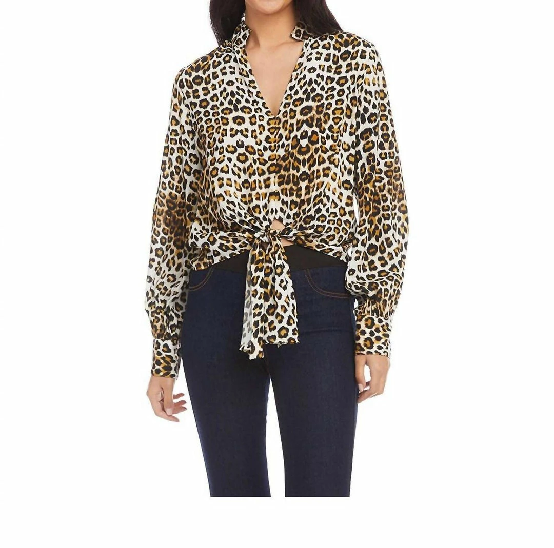 Karen Kane women Satin Blouse in Leopard 3 Karen Kane women Satin Blouse in Leopard