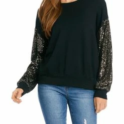 Karen Kane Womens Sweatshirt Sequined Pullover Top