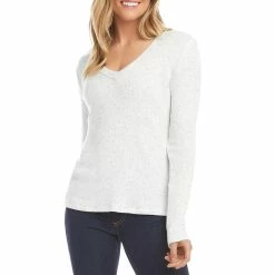 Karen Kane Womens V-Neck Ribbed T-Shirt