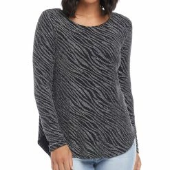 women Karen Kane Metallic Knit Shirttail Top