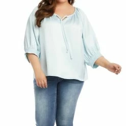 Karen Kane women Blouson Sleeve Top in Sky